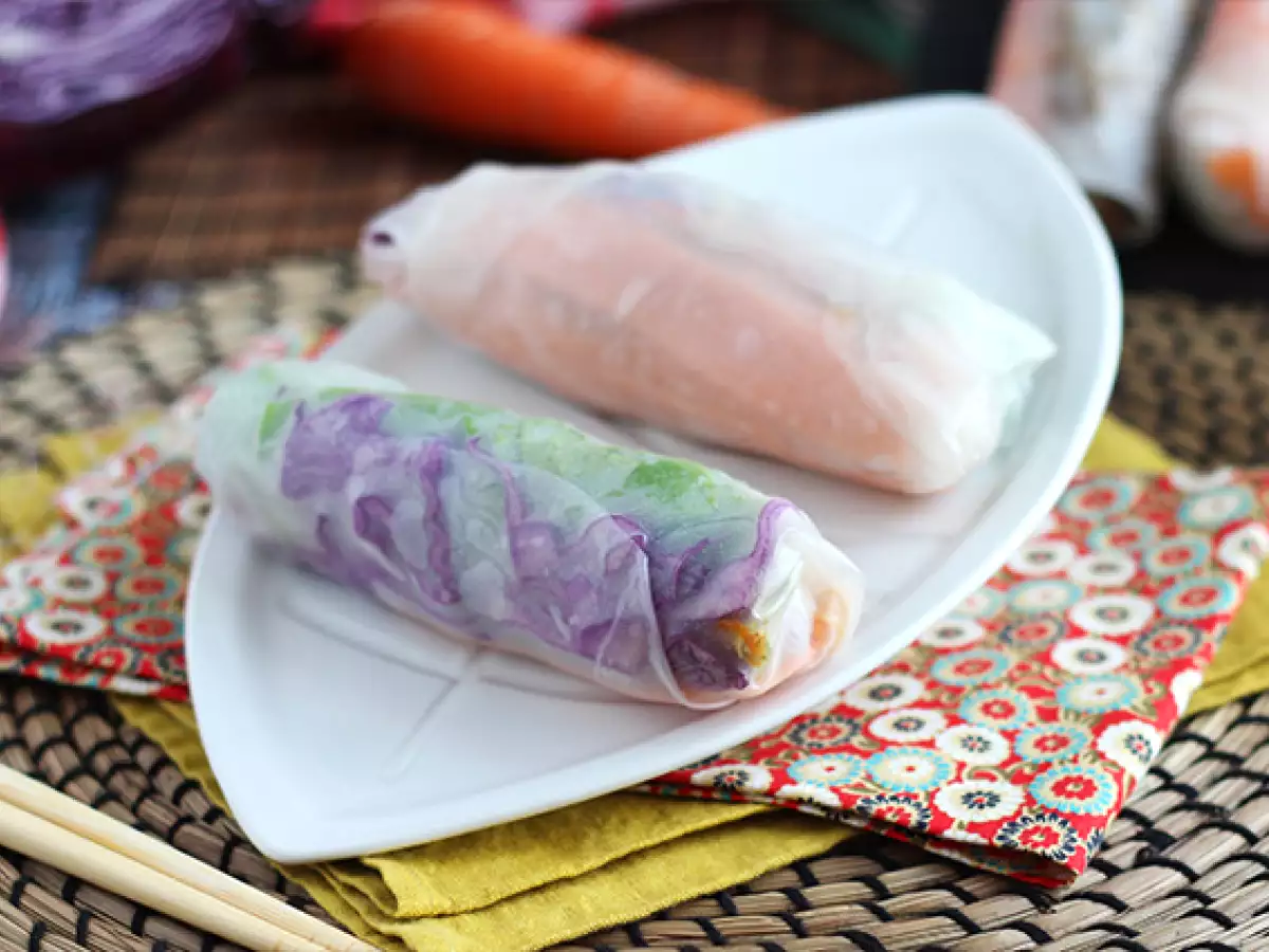 Vegetariánské jarní závitky s červeným zelím a batáty - foto 2