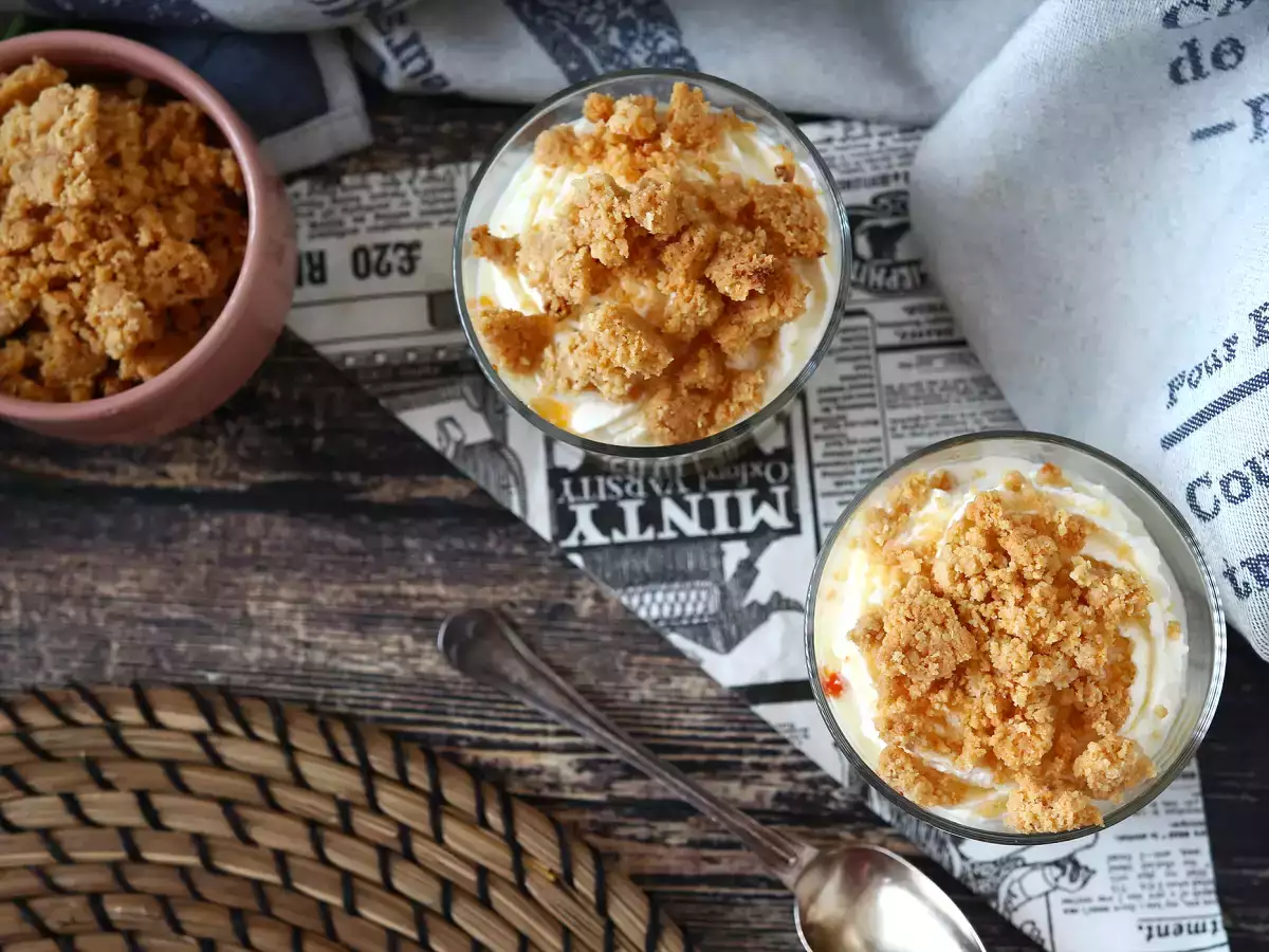 Vegetariánské verriny: hráškový krém, parmazánová drobenka a mascarpone krém - foto 3