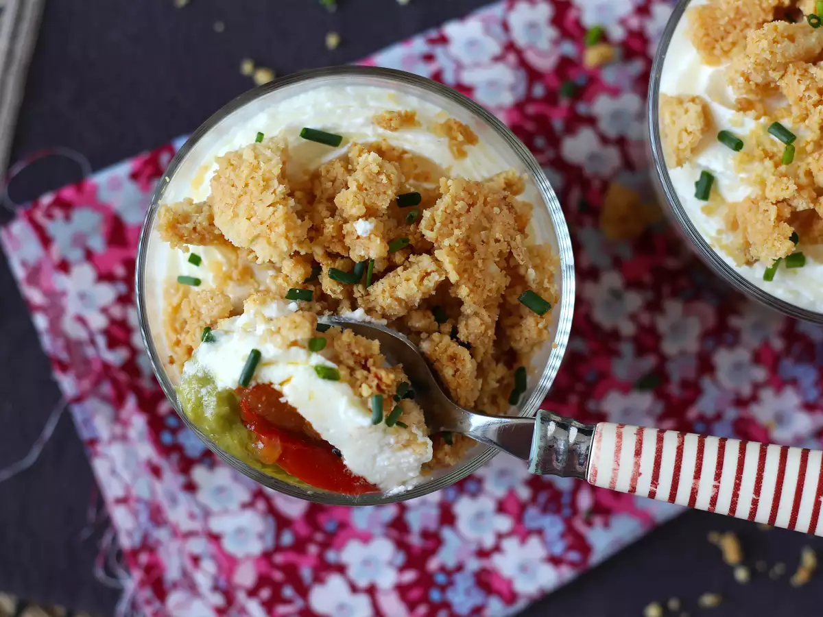 Vegetariánské verriny: hráškový krém, parmazánová drobenka a mascarpone krém - foto 4