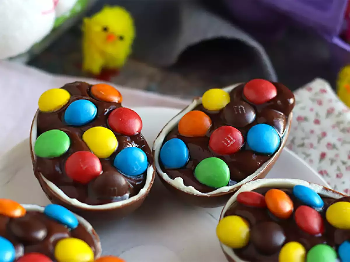 Velikonoční čokoládová vajíčka plněná čokoládovým krémem a M&M's - foto 4