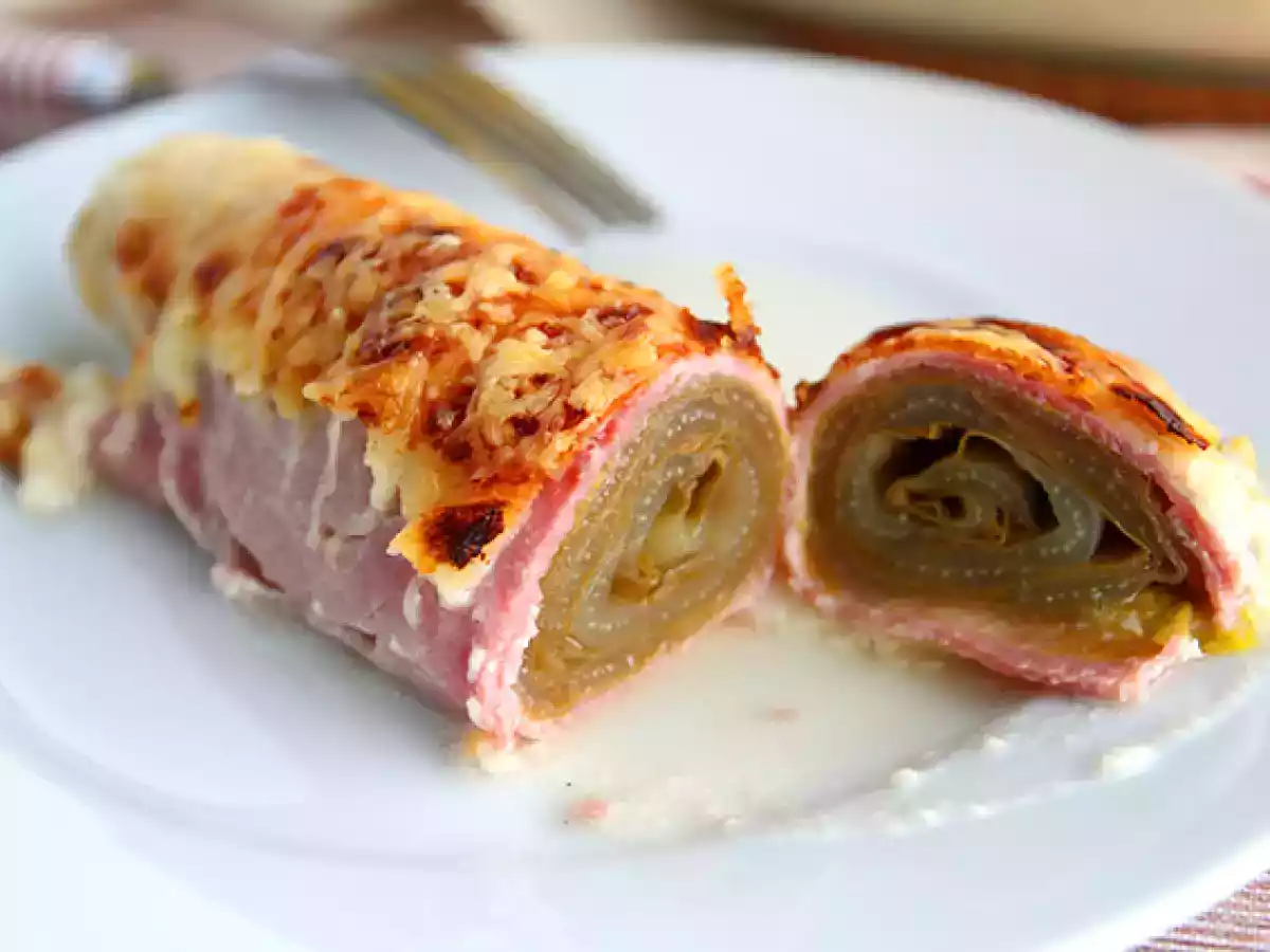 Zapečené endivie se šunkou