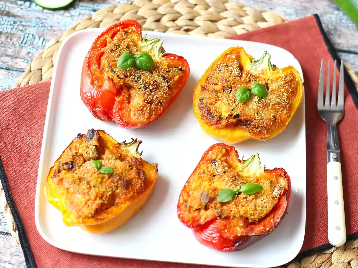 Zapečené vegetariánské plněné papriky: snadný a chutný recept se zeleninou a sýrem mozzarella - foto 8